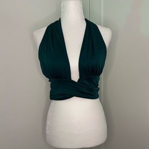 Green Halter Crop Top